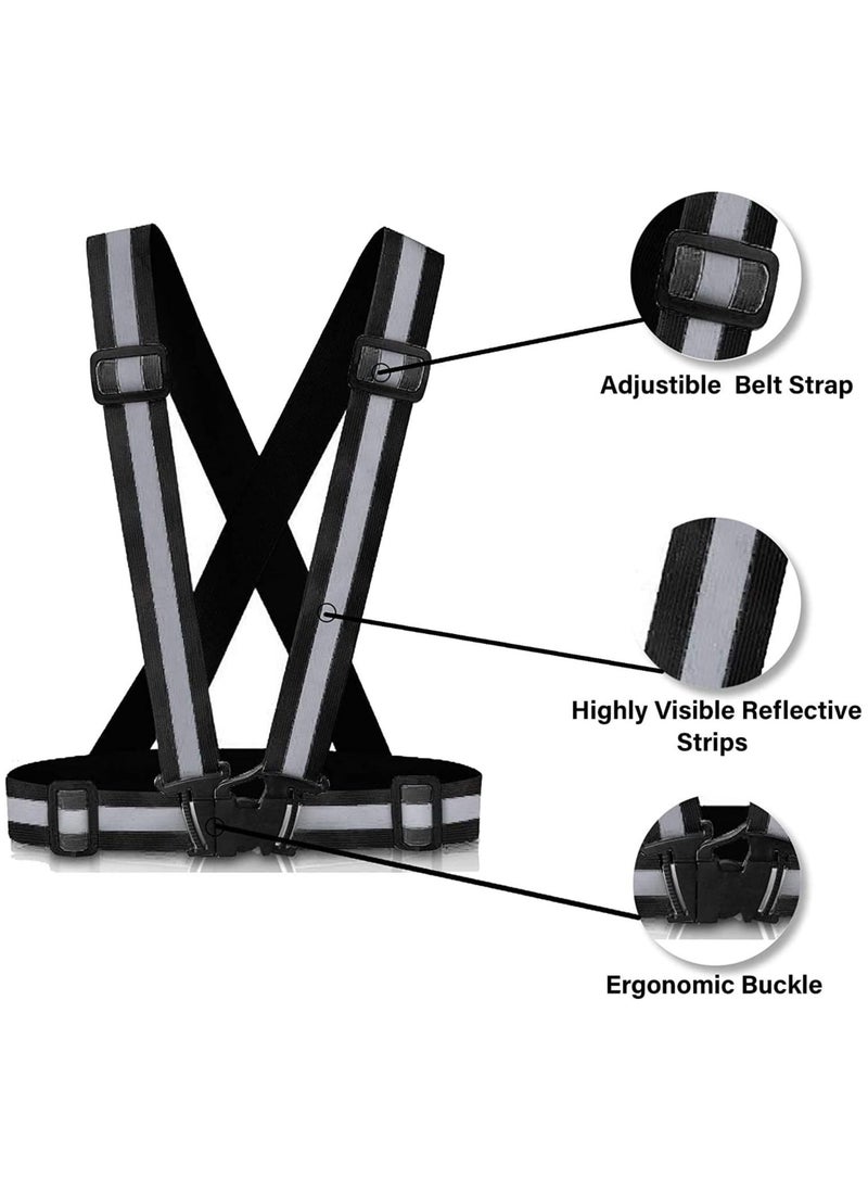 Scrolls Reflective Adjustable High Visibility Cross-Belt Harnes safety Vest, Reflective Running Gear, High Visible Reflective Gear for Sports Outdoor Cycling Supplies Protective Night Running, Adjustable Vest-BLACK  - Image 4