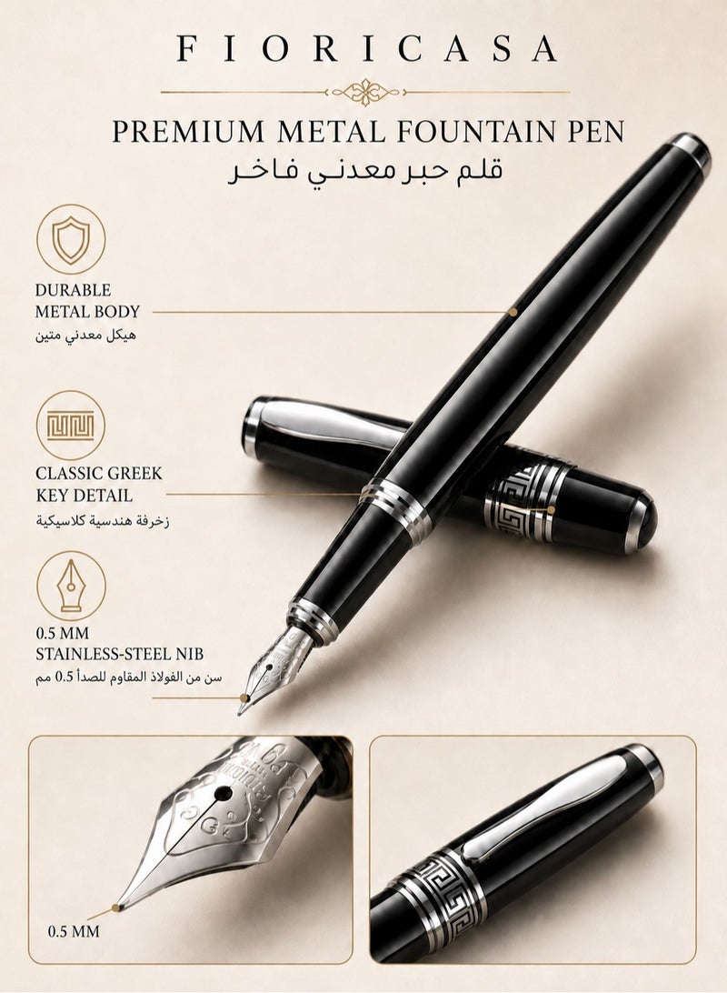 فوريكاسا فلوريكاسا طقم هدايا رجالي مع مسبحة من العقيق الأسود الطبيعي وخاتم عقيق أسود قابل للتعديل وقلم حبر، 33 حبة، مقاس 10 مم - Image 4