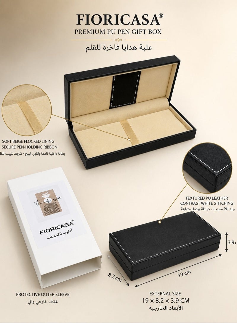 فوريكاسا فلوريكاسا طقم هدايا رجالي مع مسبحة من العقيق الأسود الطبيعي وخاتم عقيق أسود قابل للتعديل وقلم حبر، 33 حبة، مقاس 10 مم - Image 5