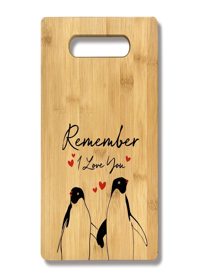 FONDCANYON Farmhouse Kitchen Decor, Remember I Love You Penguin Sign Bamboo Cutting Board, Love Decorative Boards, Christmas Valentine's Day Gift for Women - Image 1