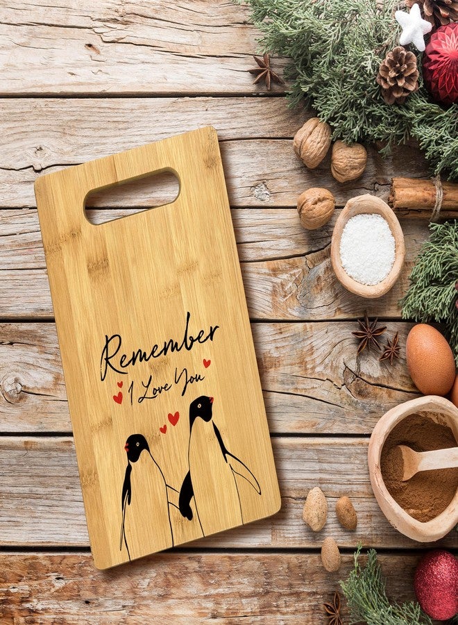FONDCANYON Farmhouse Kitchen Decor, Remember I Love You Penguin Sign Bamboo Cutting Board, Love Decorative Boards, Christmas Valentine's Day Gift for Women - Image 2