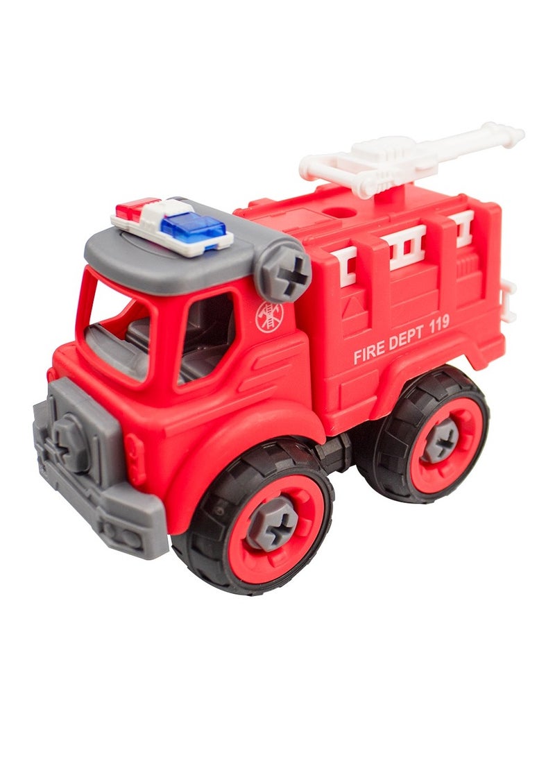 UKR 4 Fire Engine Truck Playset - Large Fire Station Game for Boys | Includes Red Cars, Traffic Signs & Accessories | Perfect Birthday Gift & Present - Image 2