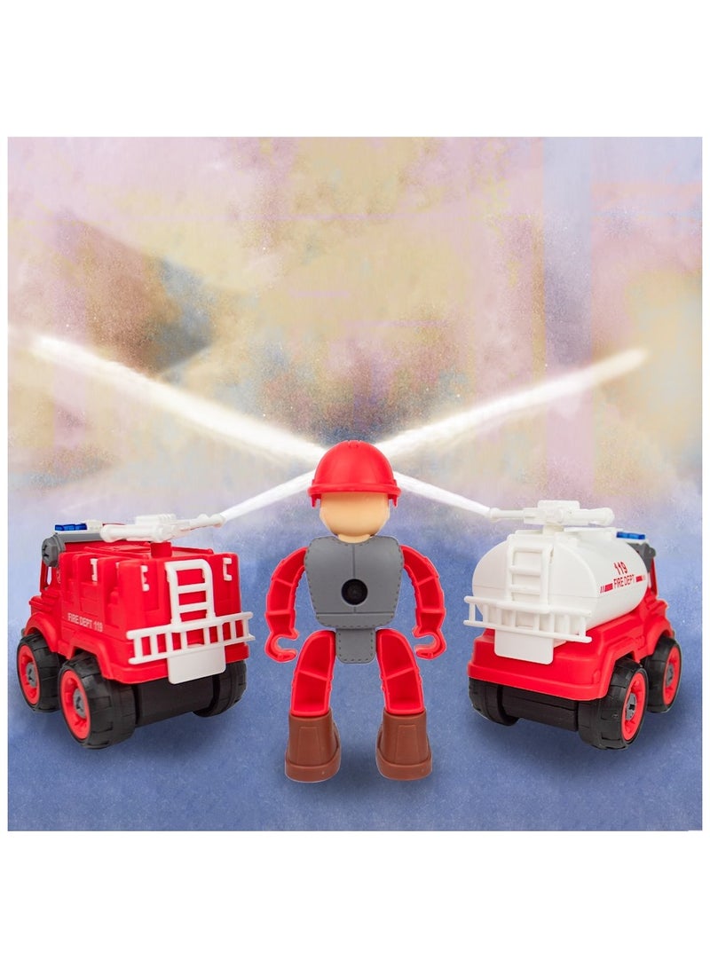 UKR 4 Fire Engine Truck Playset - Large Fire Station Game for Boys | Includes Red Cars, Traffic Signs & Accessories | Perfect Birthday Gift & Present - Image 4