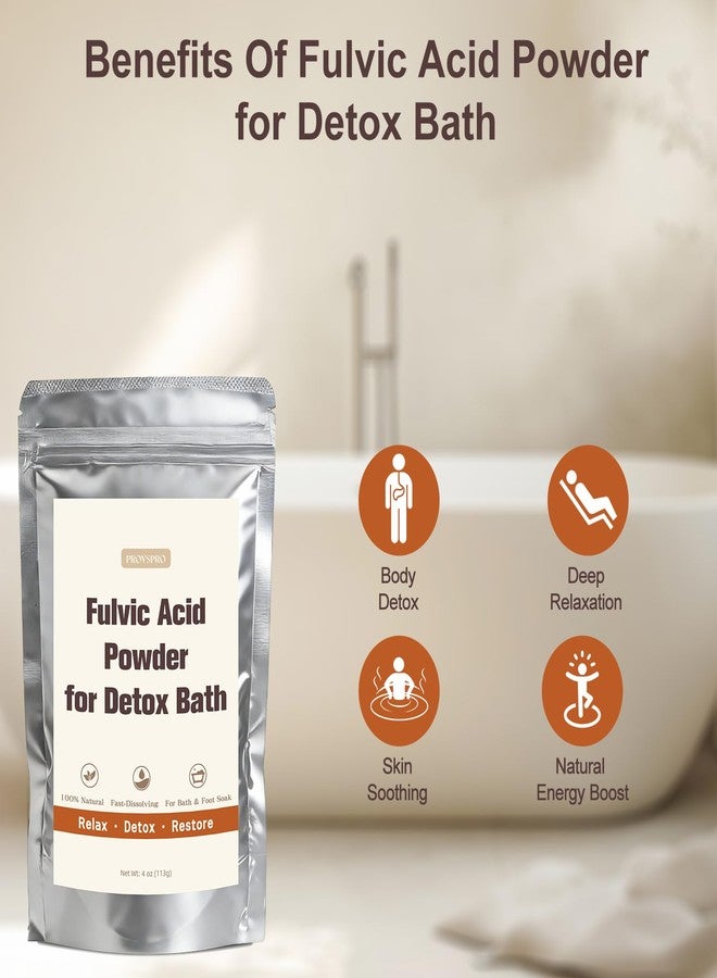 provspro Fulvic Acid Detox Bath Powder 4oz – Natural Mineral Bath Soak for Foot & Body, Vegan Self-Care Spa Gift, No Additives, Gentle on Skin, Fast Dissolving, Includes 5g Scoop, Easy to Use - Image 2