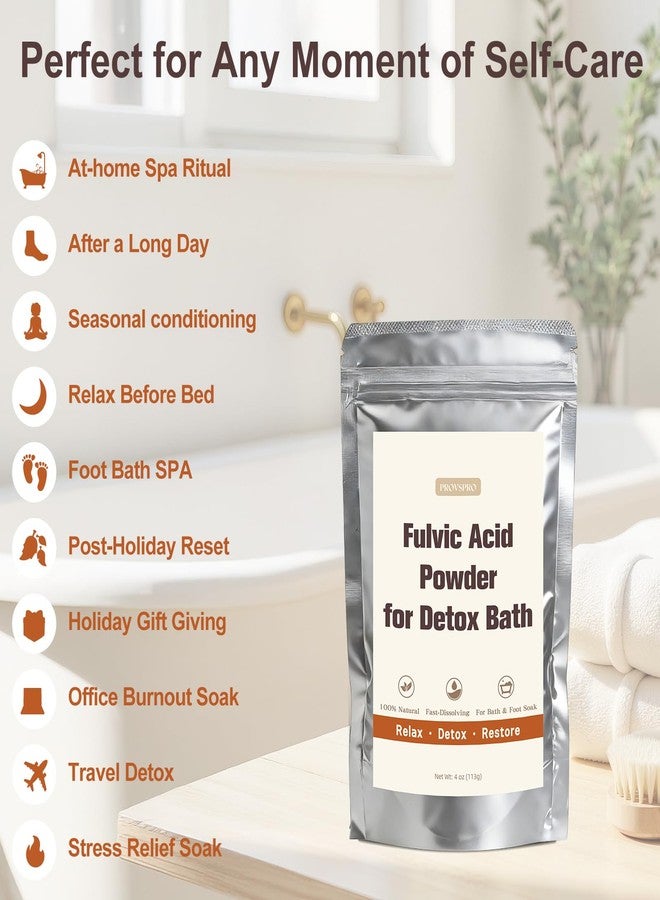 provspro Fulvic Acid Detox Bath Powder 4oz – Natural Mineral Bath Soak for Foot & Body, Vegan Self-Care Spa Gift, No Additives, Gentle on Skin, Fast Dissolving, Includes 5g Scoop, Easy to Use - Image 4