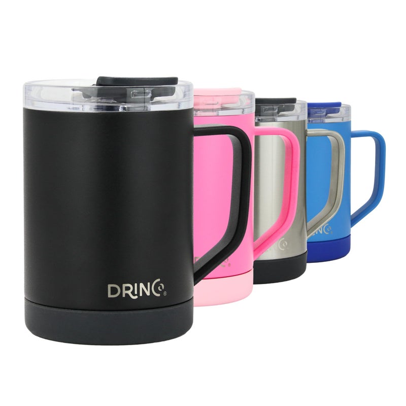 Drinco 16 oz Coffee Mug, Vacuum Insulated Camping Mug with Lid, Double Wall Stainless Steel Travel Mug Insulated Tumblers Coffee Mugs Coffee Cups Tea Cup (16oz Black) - Image 1