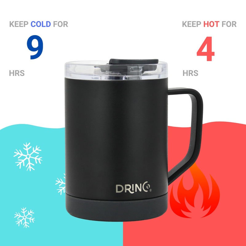 Drinco 16 oz Coffee Mug, Vacuum Insulated Camping Mug with Lid, Double Wall Stainless Steel Travel Mug Insulated Tumblers Coffee Mugs Coffee Cups Tea Cup (16oz Black) - Image 4