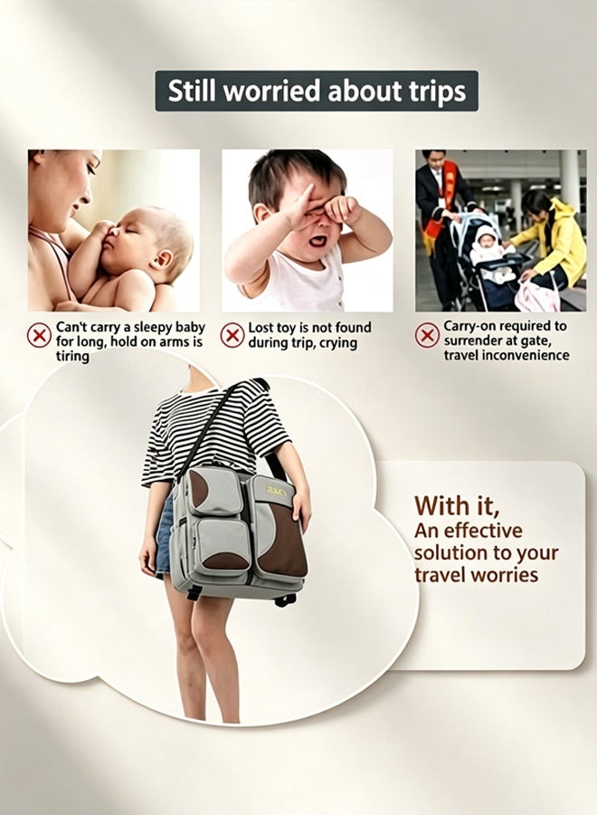 Comysubao Portable Baby Bed, 2-in-1 Foldable Baby Crib，Diaper Bag, Convertible Baby Sleeper with Multi-Functional Storage Pockets, High-Capacity Travel Bag, Lightweight Portable Bassinet for Newborns & Infants - Image 5