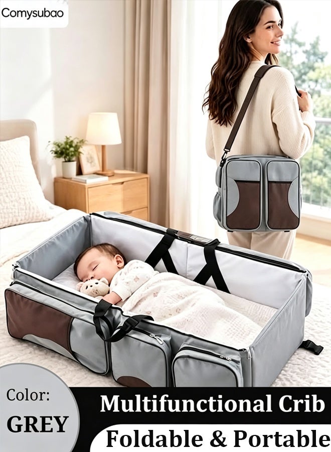 Comysubao Portable Baby Bed, 2-in-1 Foldable Baby Crib，Diaper Bag, Convertible Baby Sleeper with Multi-Functional Storage Pockets, High-Capacity Travel Bag, Lightweight Portable Bassinet for Newborns & Infants - Image 1
