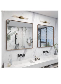 Generic Wall Mirror Square Bathroom Make Up Mirror Modern Metal Framed Vanity Mirror Wall Mounted Decorative Hanging Mirror with Round Corner for Bedroom Living Room Entryway Hall (50 * 50CM, Golden)  - Image 5