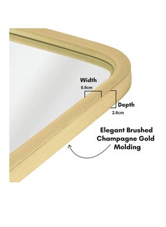 Generic Wall Mirror Square Bathroom Make Up Mirror Modern Metal Framed Vanity Mirror Wall Mounted Decorative Hanging Mirror with Round Corner for Bedroom Living Room Entryway Hall (50 * 50CM, Golden)  - Image 2