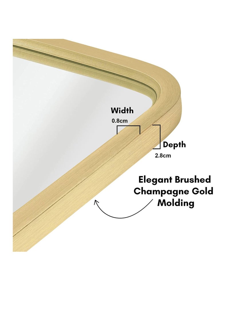 Generic Wall Mirror Square Bathroom Make Up Mirror Modern Metal Framed Vanity Mirror Wall Mounted Decorative Hanging Mirror with Round Corner for Bedroom Living Room Entryway Hall (50 * 50CM, Golden)  - Image 2