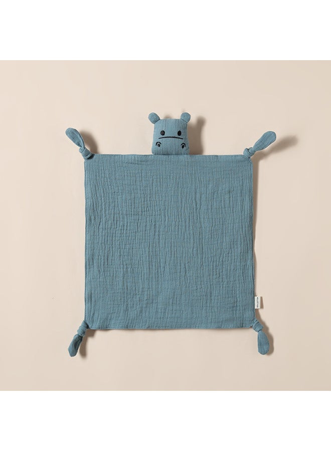Pure Cotton Muslin Baby Soothing Towel Chewable Comforter Sleeping Aid Hush Puppy Doll Infant Sleep Training Toy Soft Fabric-Color:Dark Green (hippo Amalette)  - Image 1