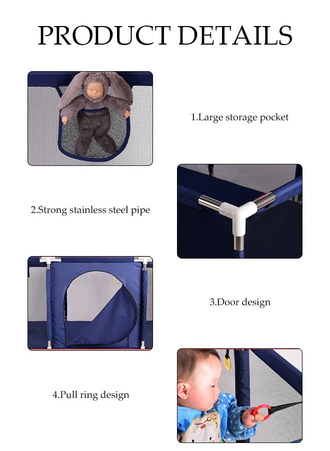 Square Foldable Baby Playpen With Toy Basketball Hoop,Children Play Yard With Fence,Kids Safety Protection Playpen,Baby Home Crawling Guardrail,120×120cm,B  - Image 4