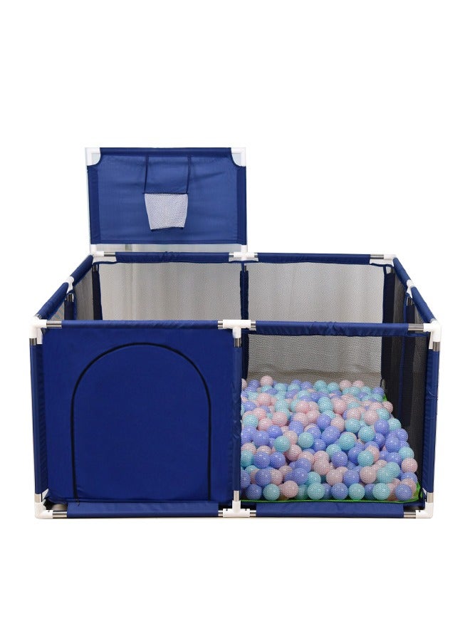 Square Foldable Baby Playpen With Toy Basketball Hoop,Children Play Yard With Fence,Kids Safety Protection Playpen,Baby Home Crawling Guardrail,120×120cm,B  - Image 2