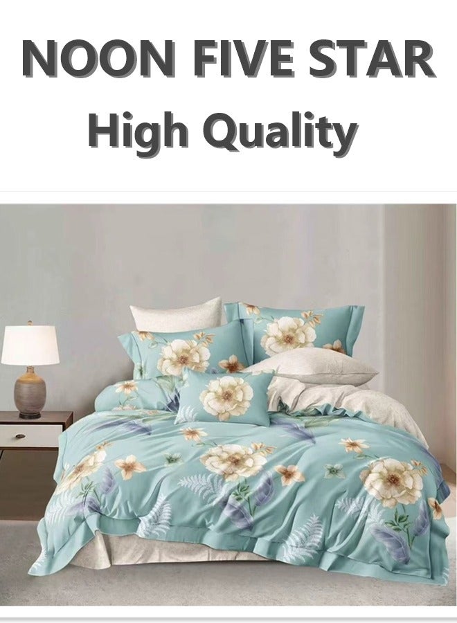 All-in-One King Bed Set 220x240cm: 6PCS Duvet Cover 4Pillow Cover 1 Deep Pocket Fitted Sheet