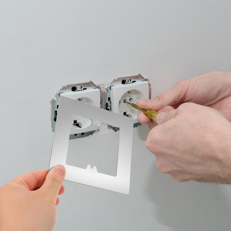 Gray Single Socket Decorative Wall Plate Cover 86 Type with Spacer for Repair Hole Cover - Image 3