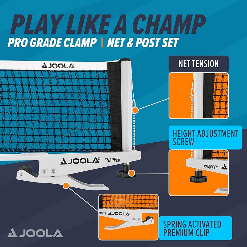 JOOLA Snapper Professional Table Tennis Net and Post Set - Portable 72" Regulation Size with Spring Activated Clamp - Image 2