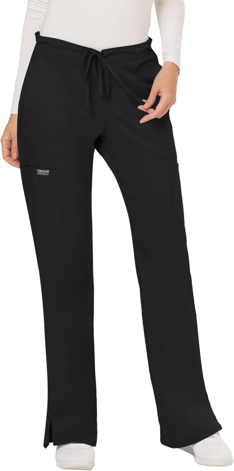 Cherokee Women Scrubs Pant Workwear Revolution Mid Rise Moderate Flare Drawstring WW120 - Image 1