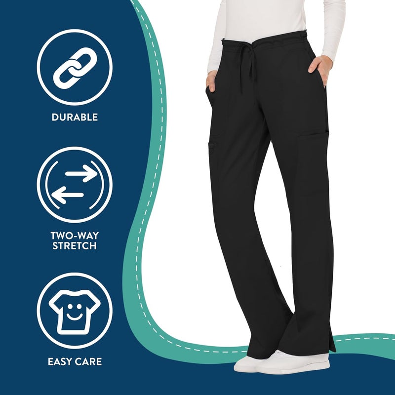 Cherokee Women Scrubs Pant Workwear Revolution Mid Rise Moderate Flare Drawstring WW120 - Image 3