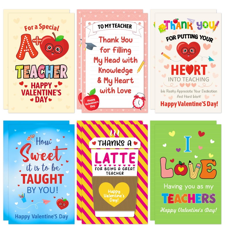 HEYINSHEN 12Pcs Valentines Day Cards for Teachers Valentineâ€™s Day Thank You Cards for Teacher Valentine Cards with Envelopes Happy Valentineâ€™s Day Appreciation Greetin Card Gifts for Teacher - Image 1