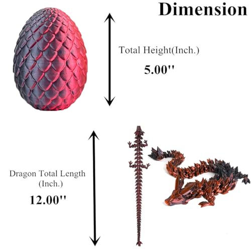HEFANDAISHU 3D Printed Dragon Fidget Toys Dragon Egg 12inch Flexible Dragon Toy 3D Printed Dragon Egg with Articulated Dragon Inside Fidget Toys for AutismADHD Easter Toys Gifts BlackPurple - Image 5