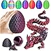HEFANDAISHU 3D Printed Dragon Fidget Toys Dragon Egg 12inch Flexible Dragon Toy 3D Printed Dragon Egg with Articulated Dragon Inside Fidget Toys for AutismADHD Easter Toys Gifts BlackPurple - Image 2