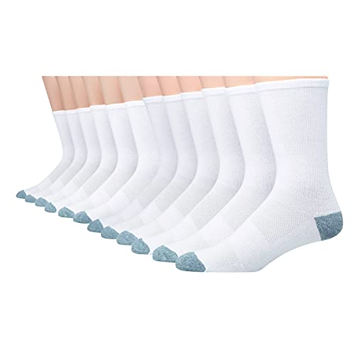 Hanes mens X-temp Lightweight Crew Socks, 12-pair Pack Casual Sock, White, 6 12 US - Image 1