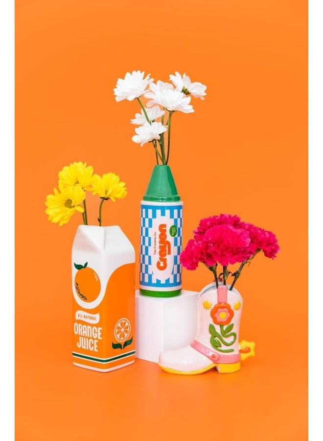 ban.do Vintage Inspired Rise and Shine Decorative Ceramic Vase Unique Home Kitchen Office Accent Orange Juice - Image 5