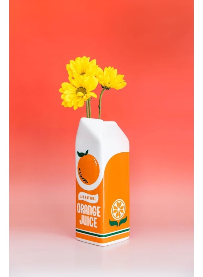 ban.do Vintage Inspired Rise and Shine Decorative Ceramic Vase Unique Home Kitchen Office Accent Orange Juice - Image 4