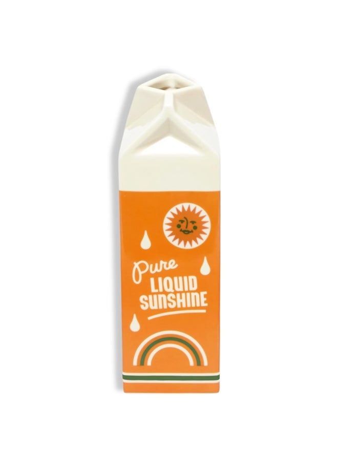 ban.do Vintage Inspired Rise and Shine Decorative Ceramic Vase Unique Home Kitchen Office Accent Orange Juice - Image 2