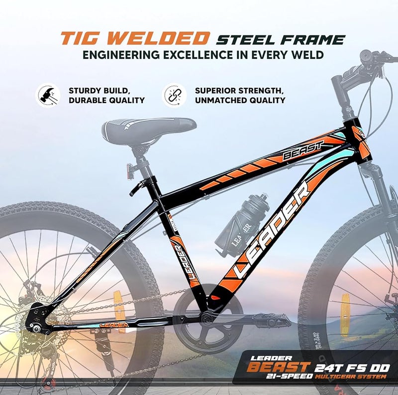 ليدر دراجة جبلية Leader Beast Multispeed (21 سرعة) مزودة بنظام تعليق أمامي وفرامل دوارة مزدوجة - Image 3