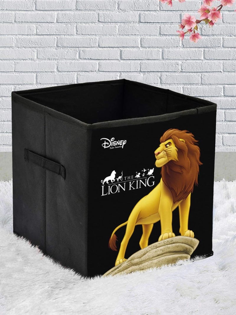 Kuber Industries Kuber Industries Disney Mickey Lion King Print Non Woven Fabric 4 Pieces Foldable Large Size Cloth Storage Box Toy Books Wardrobe Organiser Cube with Handle Black MaroonKUBMART10820  - Image 3