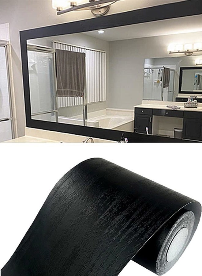 Teemall 10M Black Wood Grain Removable PVC Waterproof Border Wall Decor Removable Self Adhesive Kitchen Bathroom Tiles Sticker Wallpaper 4.2x390 - Image 1