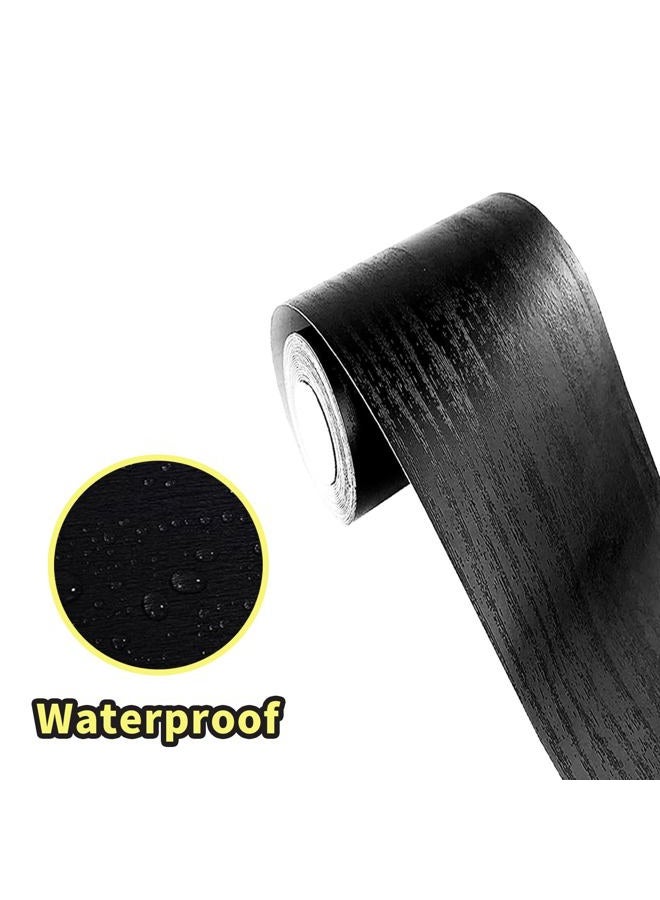 Teemall 10M Black Wood Grain Removable PVC Waterproof Border Wall Decor Removable Self Adhesive Kitchen Bathroom Tiles Sticker Wallpaper 4.2x390 - Image 3