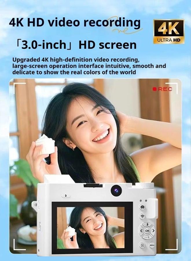 SJCAM 4K Digital Camera for Photography, WiFi 75MP Vlogging Cameras for UHD Autofocus Video Camera 3" 180° Flip Screen with 18X Zoom Travel Camara with 128GB TF Card, 2 Batteries,For Kids Boys Girls  - Image 5