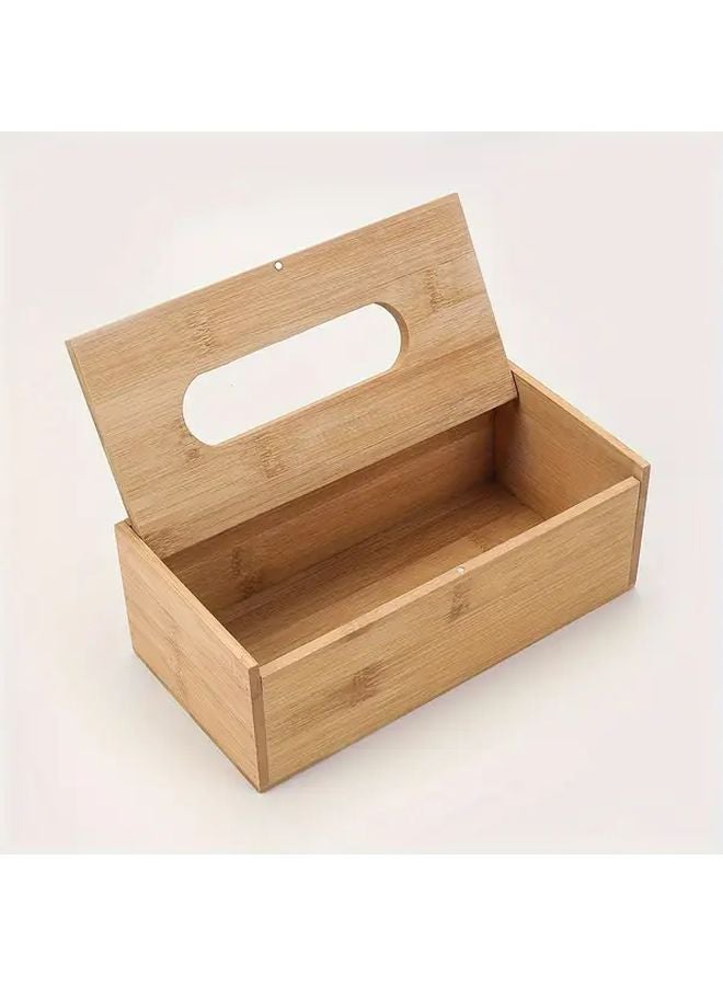 Wooden Bamboo Tissue Box Holder With Flip Cover For Bathroom Bedroom Kitchen Storage - Image 5