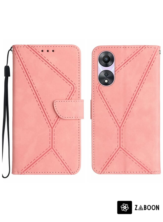 Zaboon Protective Case Cover For OPPO A78 5G Stitching Embossed Leather - Image 1