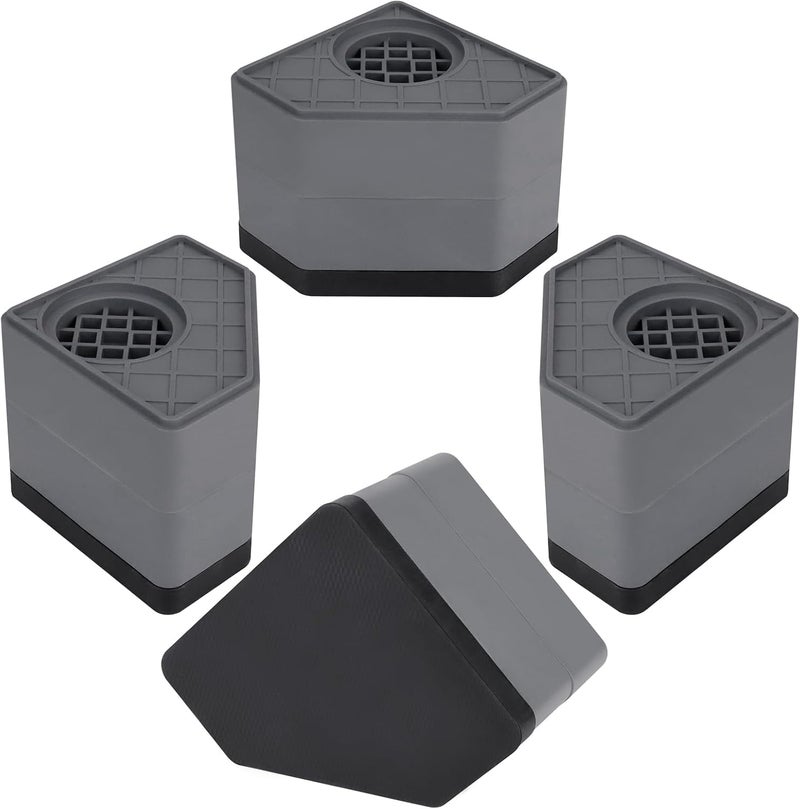 HMIEPRS 4 Pcs Anti Vibration Pads for Washing Machine, Washer and Dryer Pedestals High Friction Hard Wearing Square Rubber Foot, Non Slip & Noise Reducing Mat Protects Floor (Increase 3.14") - Image 1