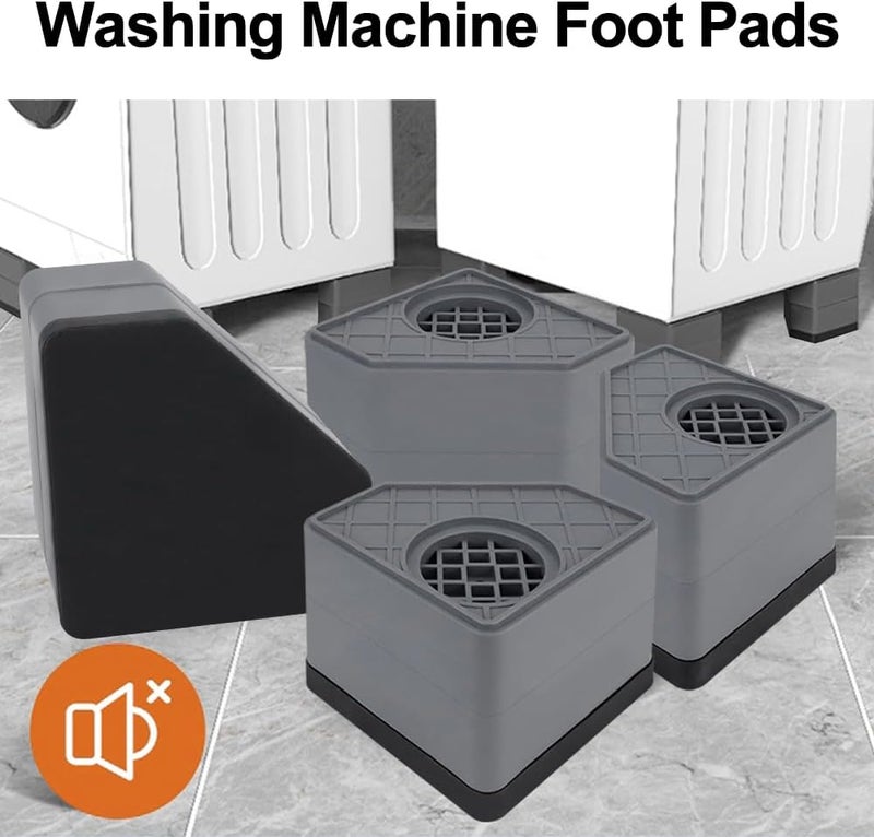 HMIEPRS 4 Pcs Anti Vibration Pads for Washing Machine, Washer and Dryer Pedestals High Friction Hard Wearing Square Rubber Foot, Non Slip & Noise Reducing Mat Protects Floor (Increase 3.14") - Image 4