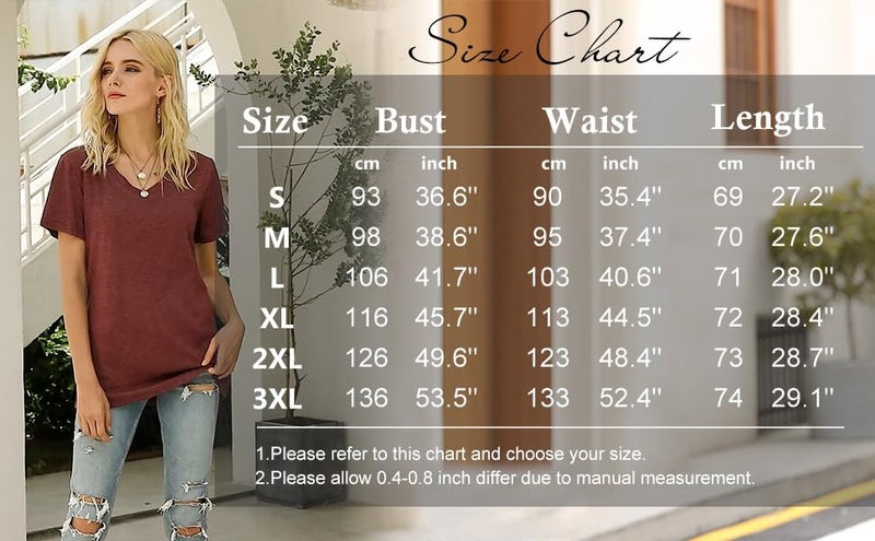 Sipaya Womens T Shirts Short Sleeve Flowy Tops Summer Solid Color Trendy Clothes Brick Red L - Image 5