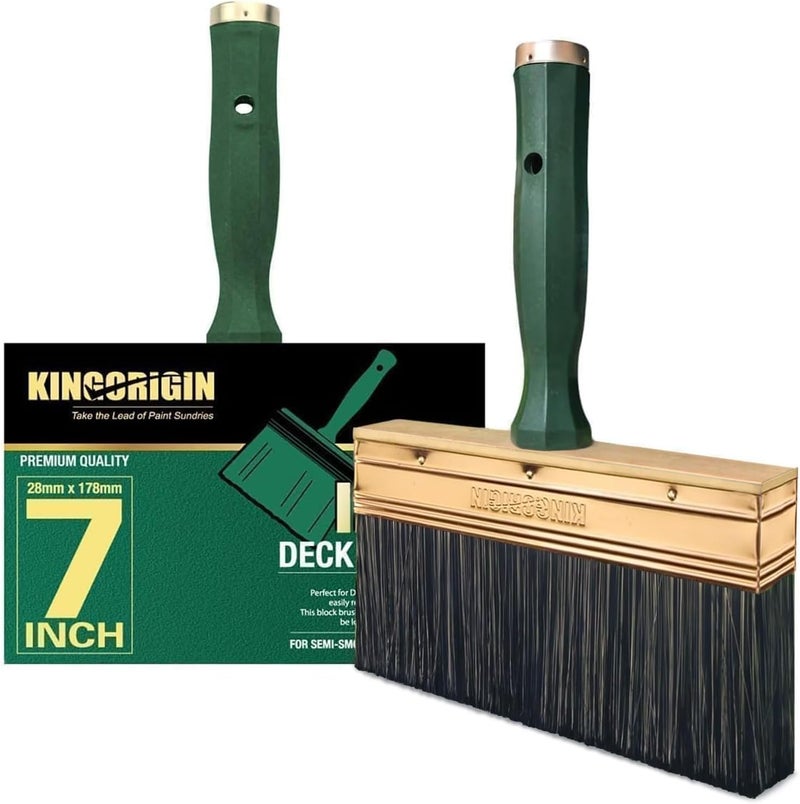KingOrigin 7 Inch Paint Brush, Quick Deck Brush with Threaded Handle for Extension Use, Paint Brushes for Walls, Stain Brushes for Wood, Fence and Furniture - Image 1