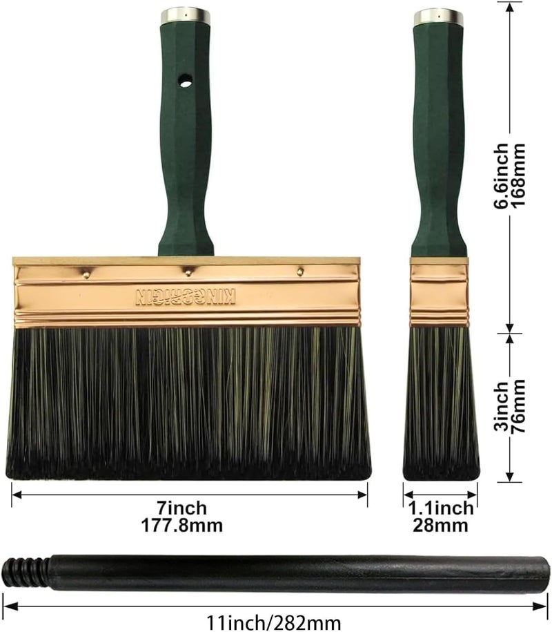 KingOrigin 7 Inch Paint Brush, Quick Deck Brush with Threaded Handle for Extension Use, Paint Brushes for Walls, Stain Brushes for Wood, Fence and Furniture - Image 2