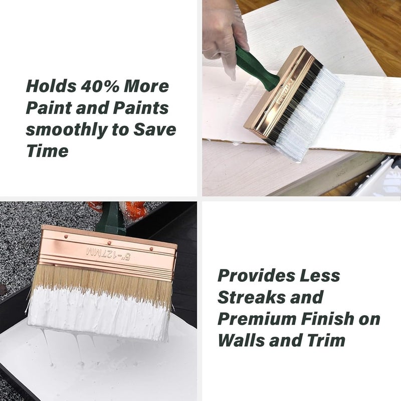 KingOrigin 7 Inch Paint Brush, Quick Deck Brush with Threaded Handle for Extension Use, Paint Brushes for Walls, Stain Brushes for Wood, Fence and Furniture - Image 4