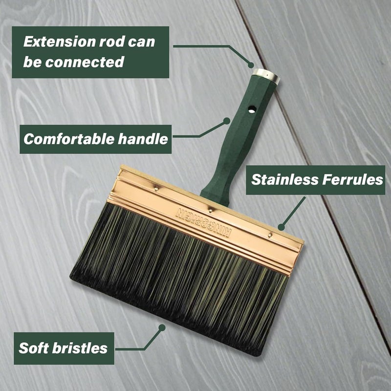 KingOrigin 7 Inch Paint Brush, Quick Deck Brush with Threaded Handle for Extension Use, Paint Brushes for Walls, Stain Brushes for Wood, Fence and Furniture - Image 5