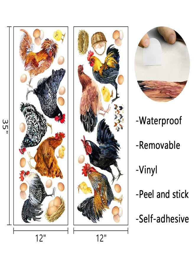 Mfault Farm Chicken Roosters Wall Decals Stickers, Farmhouse Dutch Bantam Rooster Cornish Hen Decorations Bedroom Art, Chicks Eggs Home Dining Room Kitchen Decor - Image 2