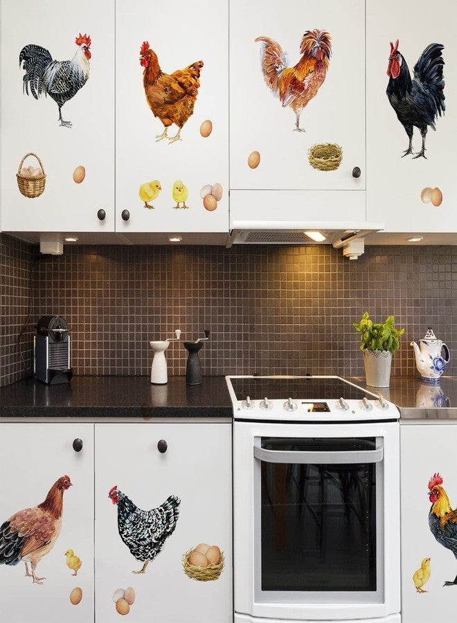 Mfault Farm Chicken Roosters Wall Decals Stickers, Farmhouse Dutch Bantam Rooster Cornish Hen Decorations Bedroom Art, Chicks Eggs Home Dining Room Kitchen Decor - Image 5