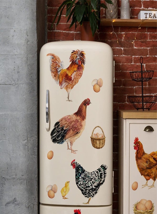 Mfault Farm Chicken Roosters Wall Decals Stickers, Farmhouse Dutch Bantam Rooster Cornish Hen Decorations Bedroom Art, Chicks Eggs Home Dining Room Kitchen Decor - Image 4