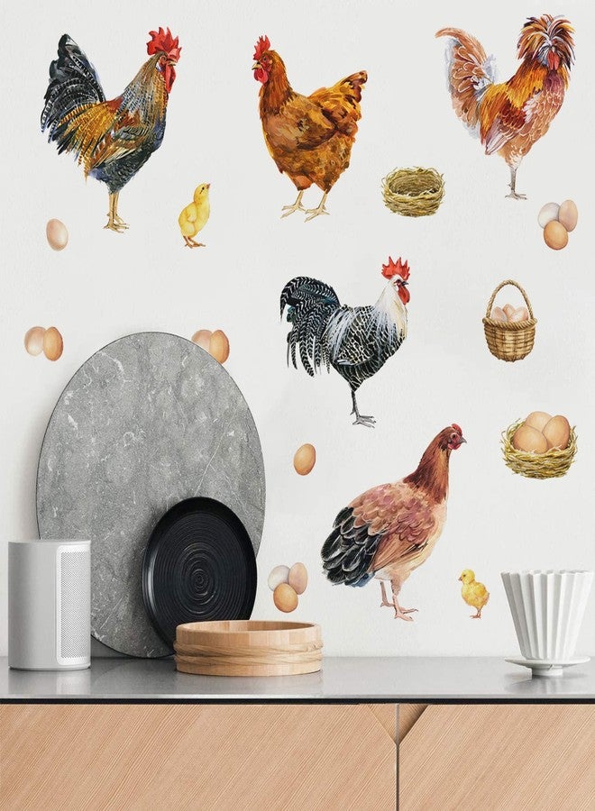 Mfault Farm Chicken Roosters Wall Decals Stickers, Farmhouse Dutch Bantam Rooster Cornish Hen Decorations Bedroom Art, Chicks Eggs Home Dining Room Kitchen Decor - Image 3