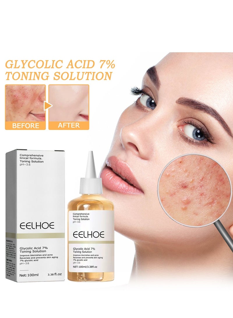 EELHOE Glycolic acid 7% toning solution for removing acne, reducing acne marks, removing closed mouth acne, and repairing the skin - Image 1